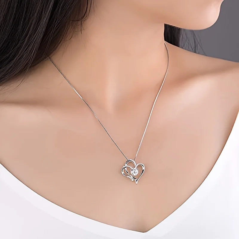 Heart Zircon Necklace | Silver Zircon Heart Necklace | TikTok Buys